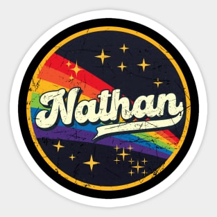 Nathan // Rainbow In Space Vintage Grunge-Style Sticker